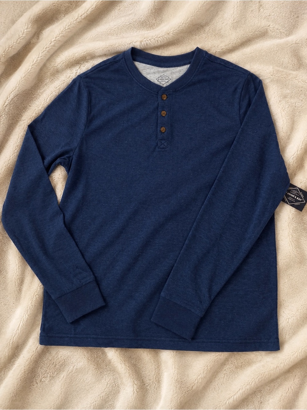 St. John's Bay Navy Long-Sleeve Henley Shirt
